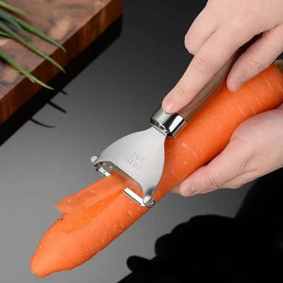 1/2 Stück Edelstahlschäler, multifunktionaler Holzgriff, Gemüsereibe, Obst- und Kartoffelschälreibe, Schälwerkzeug für die Küche zu Hause