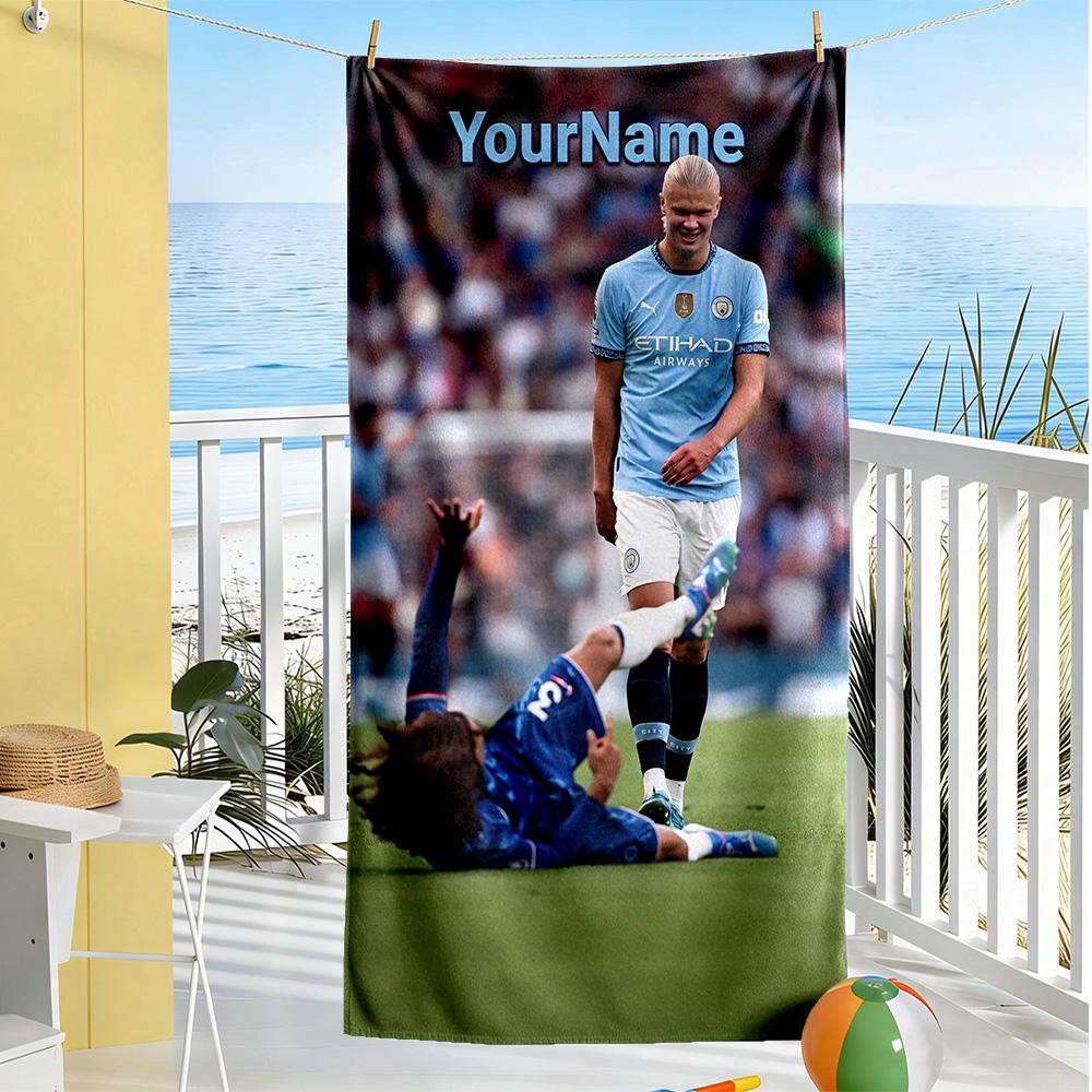 Haaland Customize Your Name Beach Towel Quick-Dry Soft Microfiber Ideal for Travel Outdoor Swim Pool Yoga Surf Camping Hiking Gym Gift Holiday
