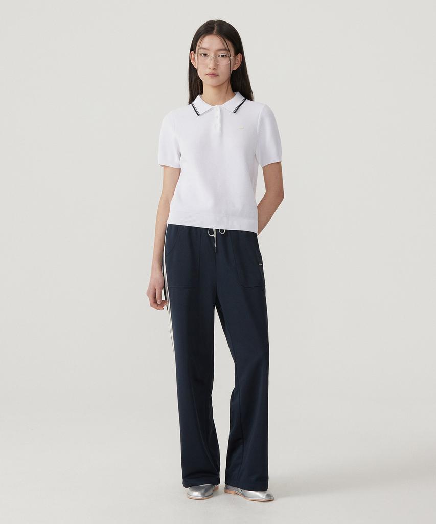 Covernat Woman Collared Half Knit White