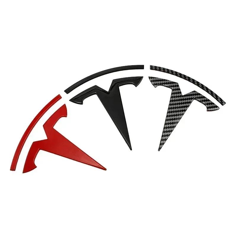 1 szt. ABS dla Tesla Model 3 Model Y Samochód Przednia Pokrywa Maski Logo Emblemat Naklejka Stylizacja Nadwozie Samochodu Tylna Klapa Bagażnika Odznaka Akcesoria