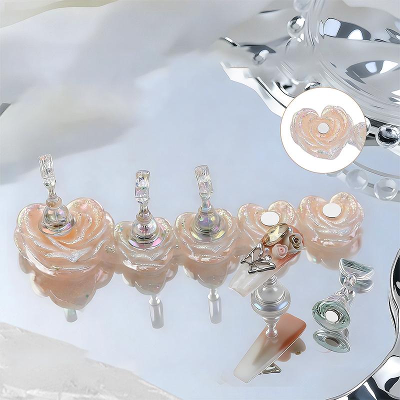 Rose Magnetic Nail Holder Stands Glowing Manicure Practice Training Display Stand Magnetic Press On Nail Practice Stands Salon