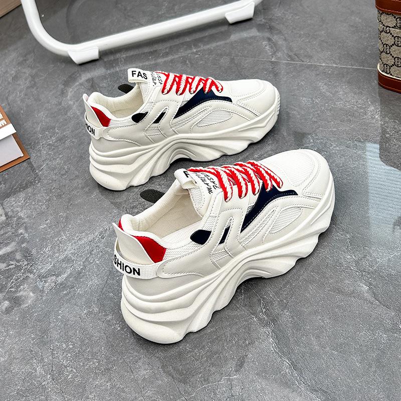 Женские легкие нескользящие кроссовки. Кроссовки на платформе со шнуровкой. Дышащие — фото 7