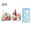Coffee Shop Window Decorations Christmas Static Clings, Snowy Town House Snowflake Glass Decals, Reusable Patterns for Home Xmas Stickers, Holiday