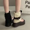 Fashion Retro Design Sense Metal Buckle with Open-toe Platform Sandals Women's Summer New Wear Casual Single Shoes Cool Boots