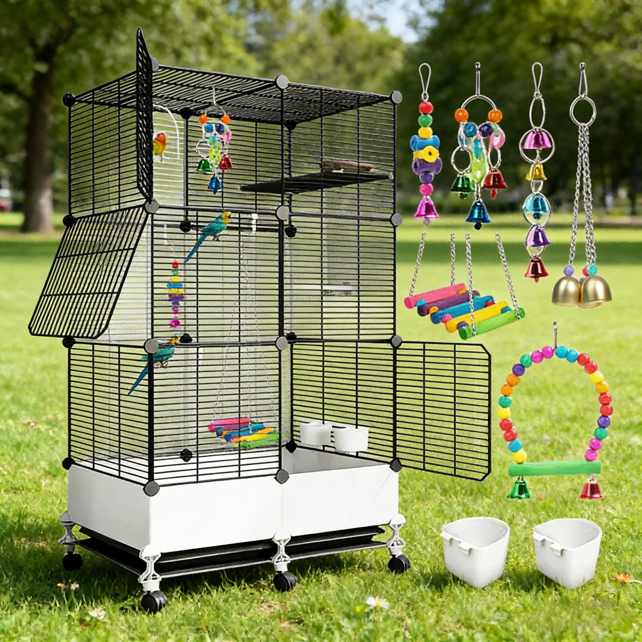 Wholesale Large Bird Cage Cockatoo Cage for Cockatoo Heavy Duty Metal Ventilated Outdoor Use Huge Cockatoo Bird Cage (Black,70*35*139cm)
