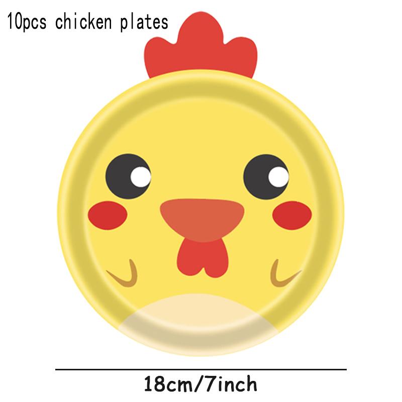 10pcs Farm Animals Party Paper Plates Cow Sheep Duck Chick  Disposable Plate Kids Children Birthday Tableware Parties Supply