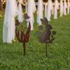 Ground Stake with Butterfly or Rabbit Design Garden Decorations Stake Rust-Resistant Iron Yard Artware for Lawn Patio