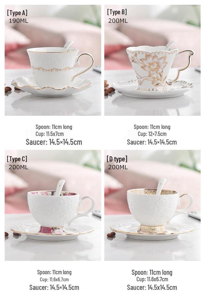 Retro European Style Ceramic Iced Americano and Latte Cup Set with Saucer