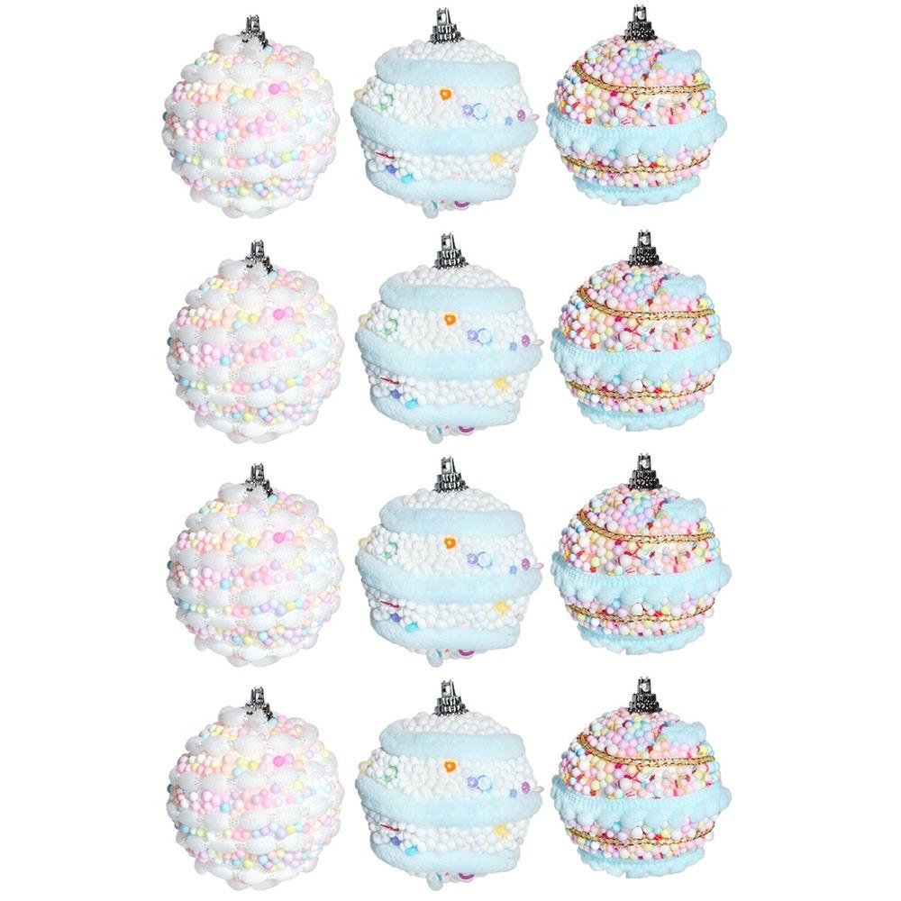 12Pcs Foam Hanging Balls for Christmas Tree Macaron Color Christmas Spheres Pendant  Indoor