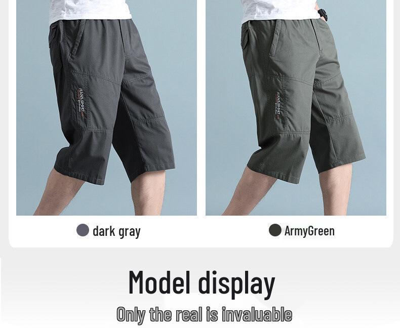 Men's Summer Casual Cotton Straight-Leg Shorts for Middle-Aged & Young, Loose-Fit Sports Outdoor Fashion.