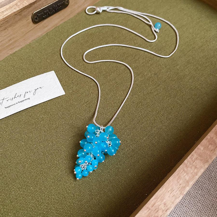 Summer dopamine stained glass crystal beaded necklace collarbone chain design sense niche item decoration