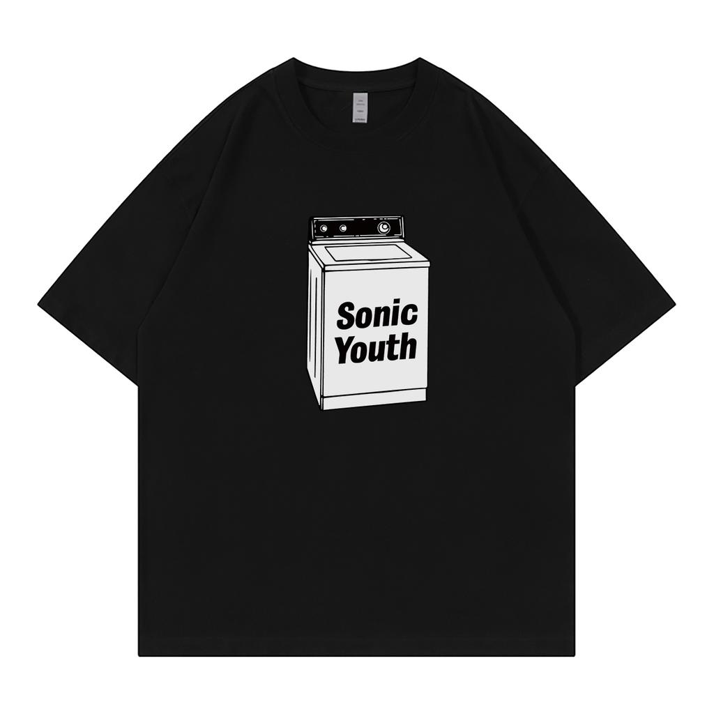 Sonic Youth Youthful Casual Loose Fit Round Neck Short Sleeve Pure Cotton Tshirt Blue Breathable Comfortable Unisex Summer Tee