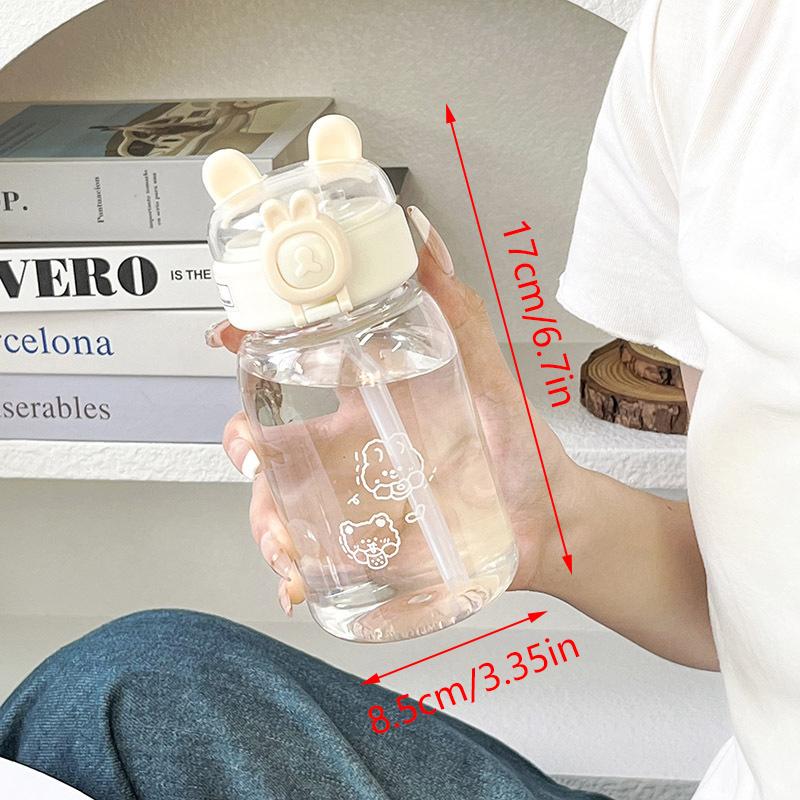 500Ml Kawaii Rabbit Water Bottle Portable Cute Ear Shaped Drinking Cup With Straw And Lid Summer Drinkware For Outdoor Camping