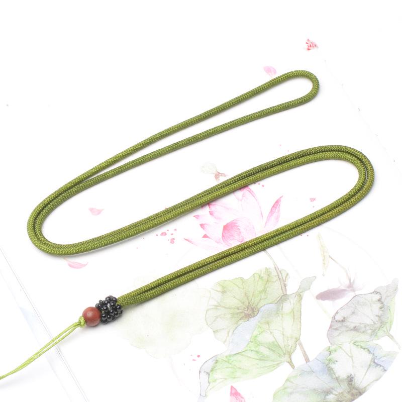 Sandalwood Woven Lanyard Necklace with Agate Pendant and Jade Thread Rope армейский зеленый