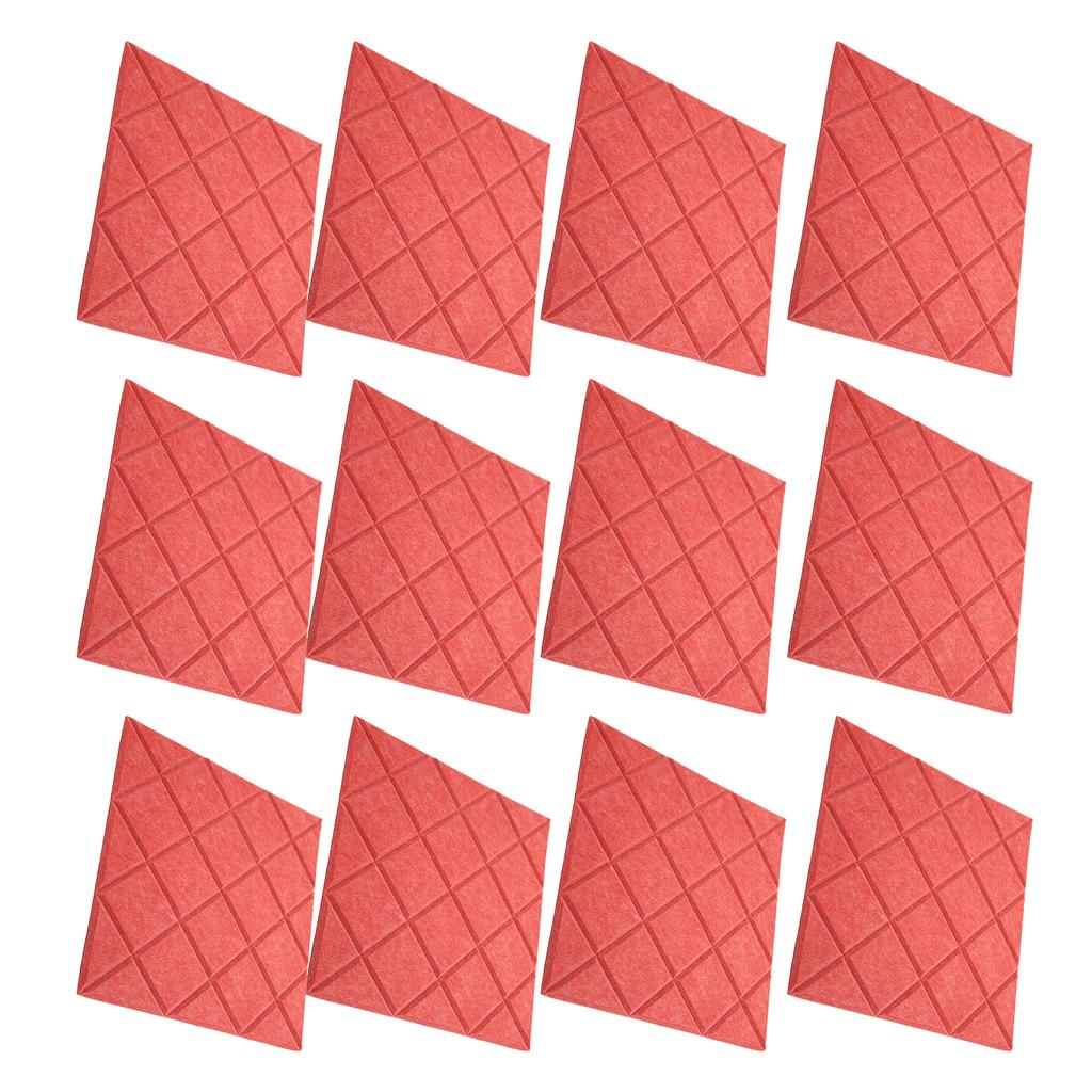 12Pcs Acoustic Panels Self Adhesive Red Sound Absorbing Dampening Panel for Office