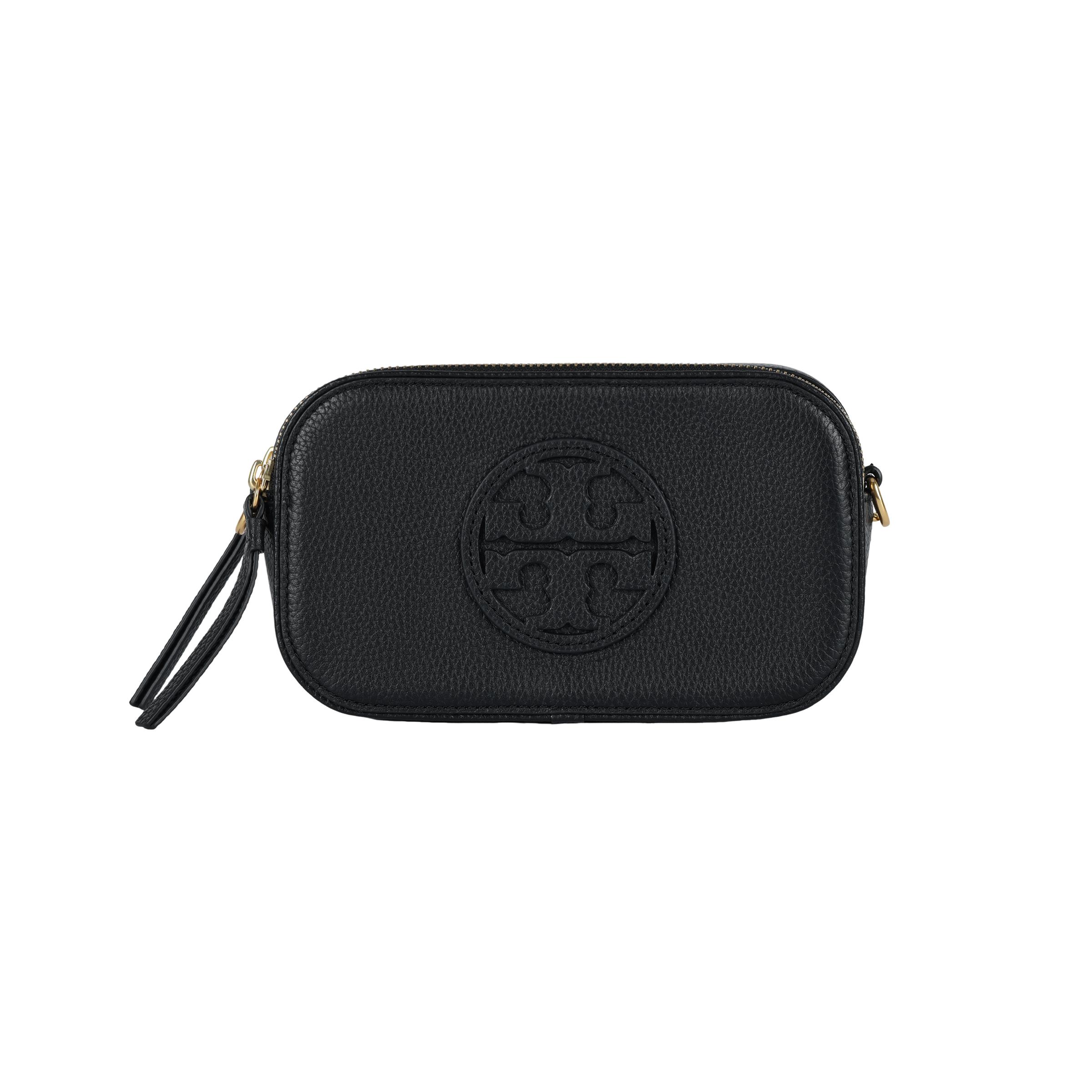 

Tory Burch Miller Логотип Мінімалістична сумка через плече з текстурованої шкіри Міні Жіночі сумки Чорна 158757-001 Black