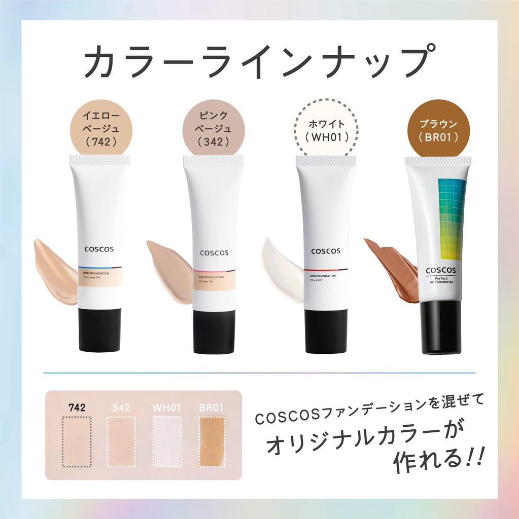 COSCOS UHD Foundation 342 Pink Beige Liquid Foundation for Cool Korean Porcelain Skin Contains CICA Cosplay COSCOS All-in-one Skin, Skin, Coverage,