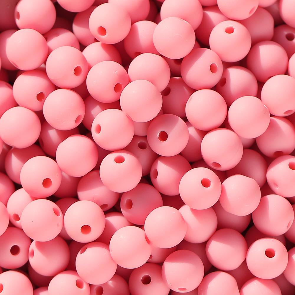 6/8mm Frosted Candy Acrylic Beads - Matte Solid Color, Round with Straight Hole for DIY Handmade Jewelry.