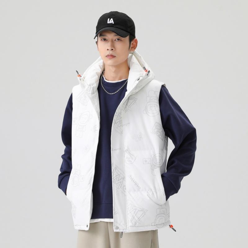 Trendy Vest Men's Autumn and Winter Thickened Warm Hooded Vest Fashion Casual Waistcoat