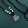 Jinruixi White Chalcedony Maitreya Buddha Pendant Necklace - Cat's Eye Stone Clavicle Chain