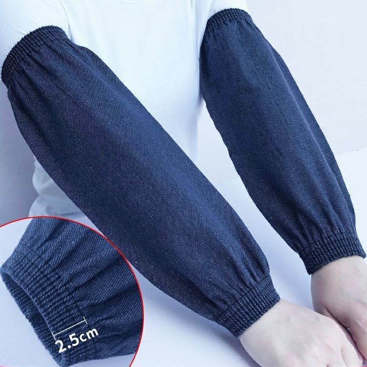 Unisex Long Denim Sleeve Protectors Heavy Duty Canvas Work Arm Sleeves Stain Resistant Welding Labor Safety Oversleeves