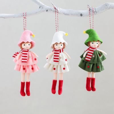 Holiday Season Cloth Christmas Angel Skirt Shape Hanging Pendants Angel Girl Pendant Cute Toy Pendant Tree Decorations