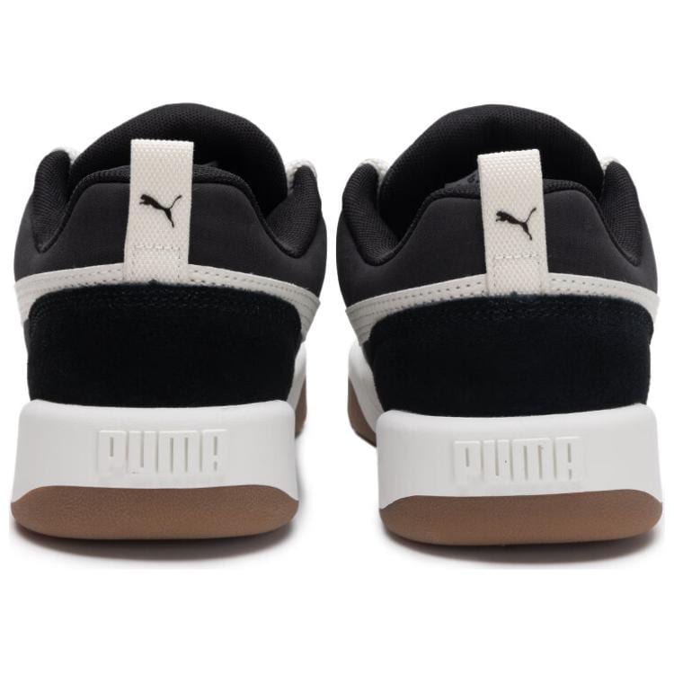 PUMA Park Lifestyle Textile, Split Cow Leather Abrasion Resistant Low top Skateboard Shoes Unisex Black White 397495-01