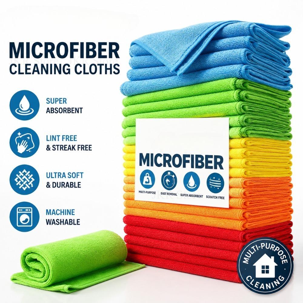 Microfiber Cleaning Cloth Absorbent Dishwashing Towel Reusable Household Cleaning Rag for Kitchen Bathroom Table Window Car Use