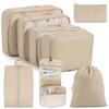 8 Pieces Travel Bag Set Mesh Panels Zippered Packing Cube SemiRigid Hanging Toiletry Gray