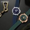 Mens Quartz Watch Magnetic Silicone Strap Luminous Hands Day Date Waterproof Wristwatches
