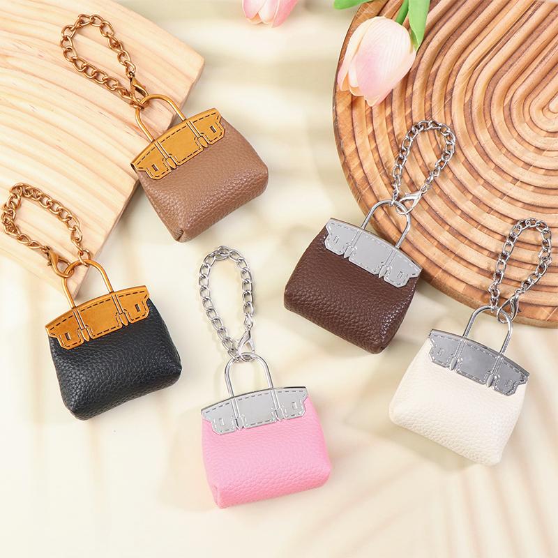 Fashion Pu Small Bag Keychain Simple Keyring Women Bag Charm Handbag Hanging Pendant Diy Accessories Girl Gifts