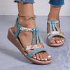 Fashion Shoes for Women 2024 Plus Size Women's Sandals Summer Casual Sandals Women Crystal Mixed Colors Elastic Band Wedge Shoes Ladies