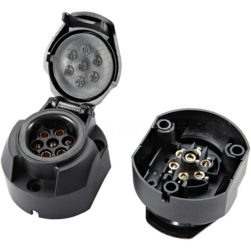 7 Pin 12V Trailer Wiring Socket Waterproof Towbar Towing Converter Electrical Plug for Caravan Truck