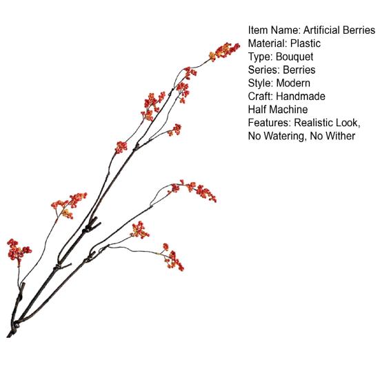 Artificial Holly Berries Long-Lasting Maintenance-Free Realistic Holly Berry Branches Bright Red Festive Home Decor