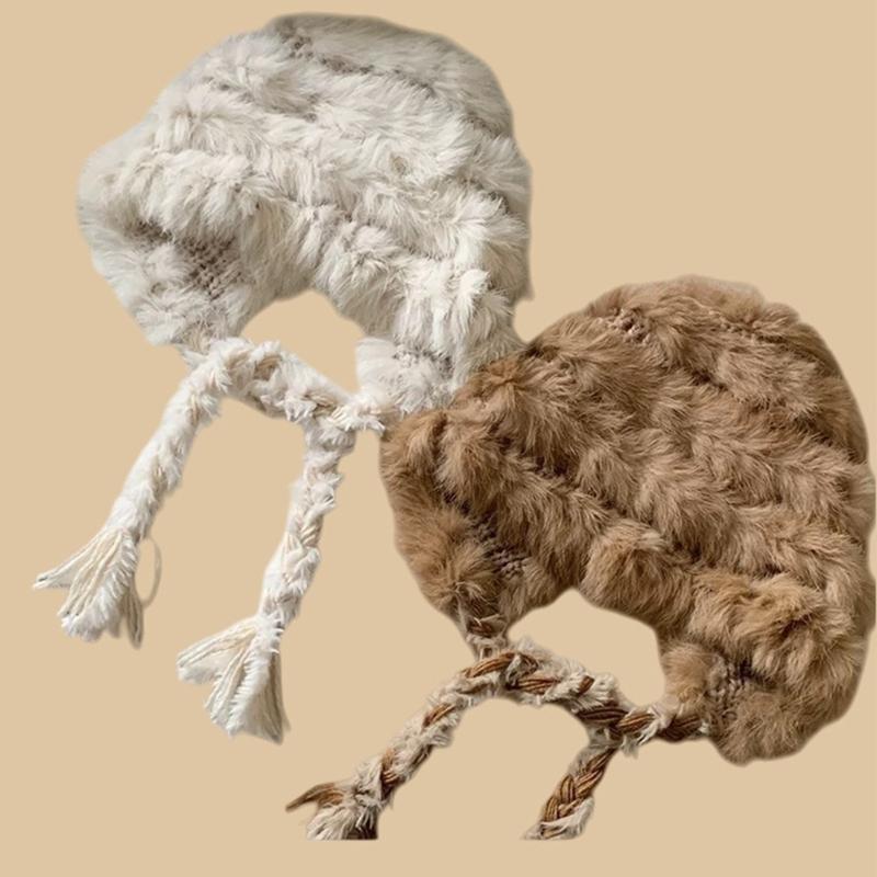 Plush Hat With Ear Warmth And Playfulness Hand Decoration For Winter Outdoor Activity Cold Weather Protection