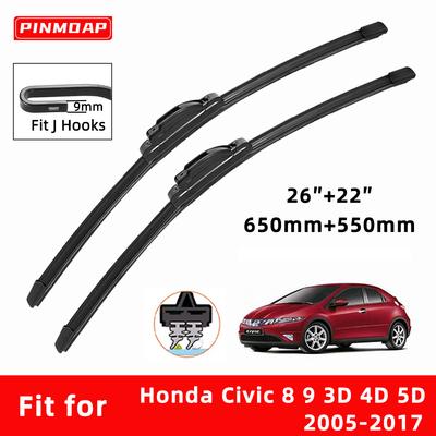 Car Wipers Double Rubber for Honda Civic 8 9 3D 4D 5D 2005-2017 Front Brushes Cutter Automobiles Parts Accessories Windscreen Wipers Wear Parts