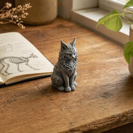 Vitrine Kattenbeeldje 3D Geprint Maine Ornamenten voor Tafeldecoratie