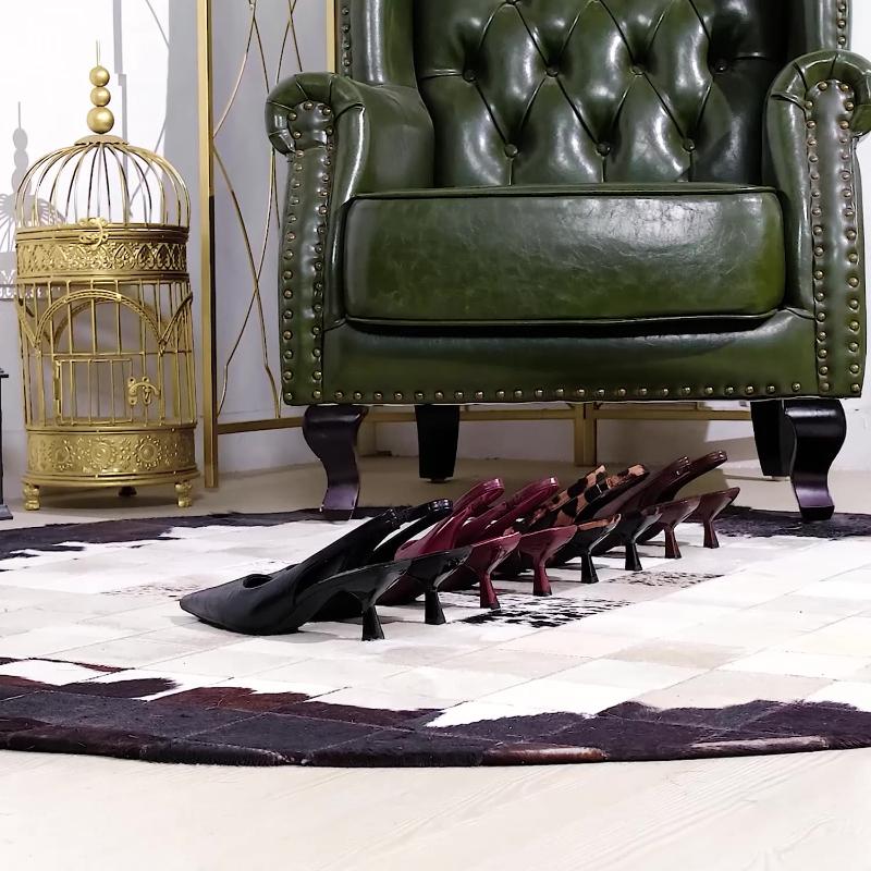 Fashion European And American Style Banquet High Heels Leopard Print Thin Heel Hollow Pointed Toe Single Shoes Tripping Temperament