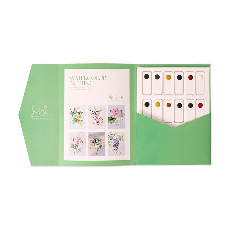 4 Styles Parent Child Watercolor Art Set: 12 Color Solid Color Album with Graffiti Page and Student Stress Relief Coloring