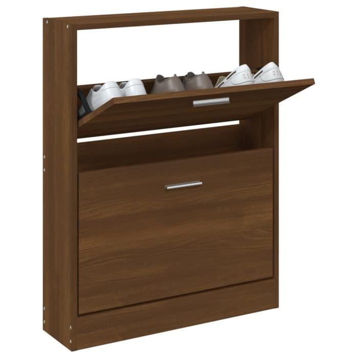 VidaXL Armoire à chaussures Chêne marron 59x17x81 cm Bois d'ingénierie 342541