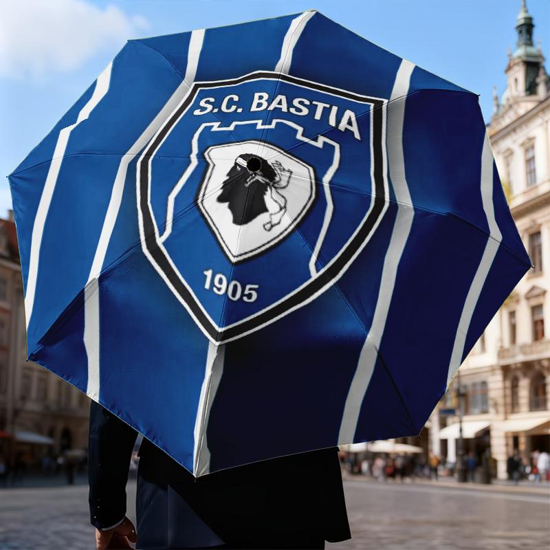 Sc Bastia Football Crest Umbrella Folding umbrella, automatic umbrella 8-Frame for Travel, camping Use Gift for Halloween Christmas