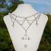 Cyberpunk Cross Pendant Necklace For Women Personalized Metal Rivets Imitation Pearl Collarbone Necklace