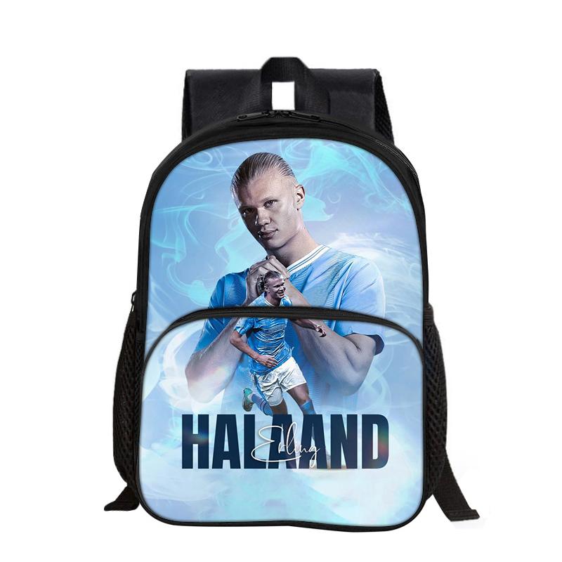 Zaino con Tasca Frontale Haaland Studenti Bambini Stella del Calcio Borsa da Scuola Calcio Sportivo Zaino da Viaggio Grande Capacità
