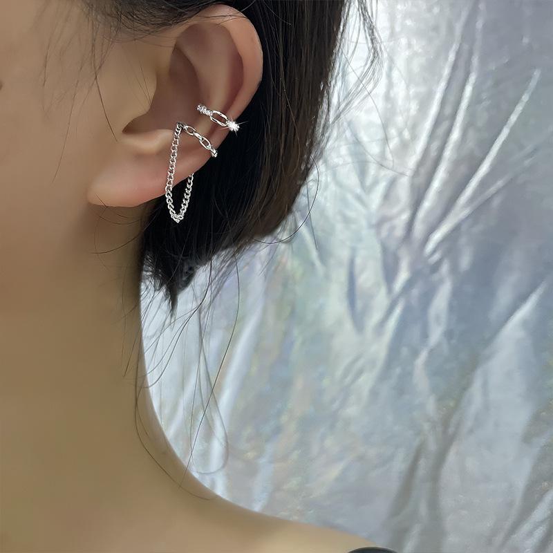 No Ear Piercings, Ear Clips, Female Simple Temperament, Cool And Handsome, Retro Pig Nose Chain, Long Ear Clips.