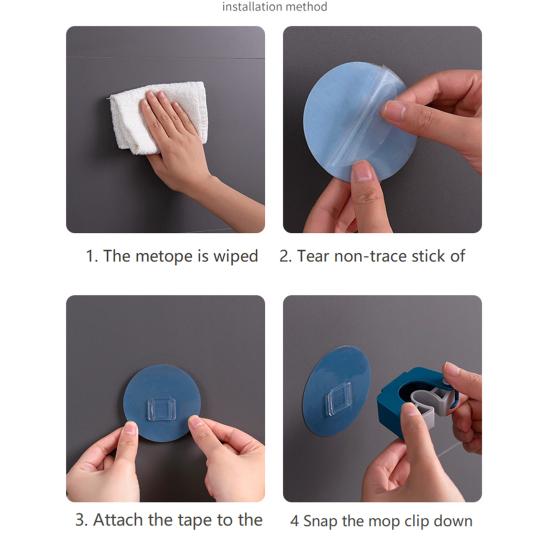 Keep Neat Easy Installation Convenient Great Load Bearing Hole-free Wall Mop Clip Mop Wall Holder