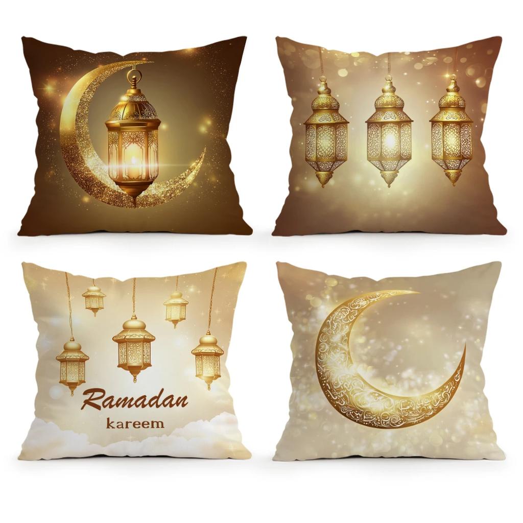 Golden ramadan decoration Cushions Pillowcase Polyester Cushion Cover Throw Pillow Pillowcover Home Car Sofa Decor