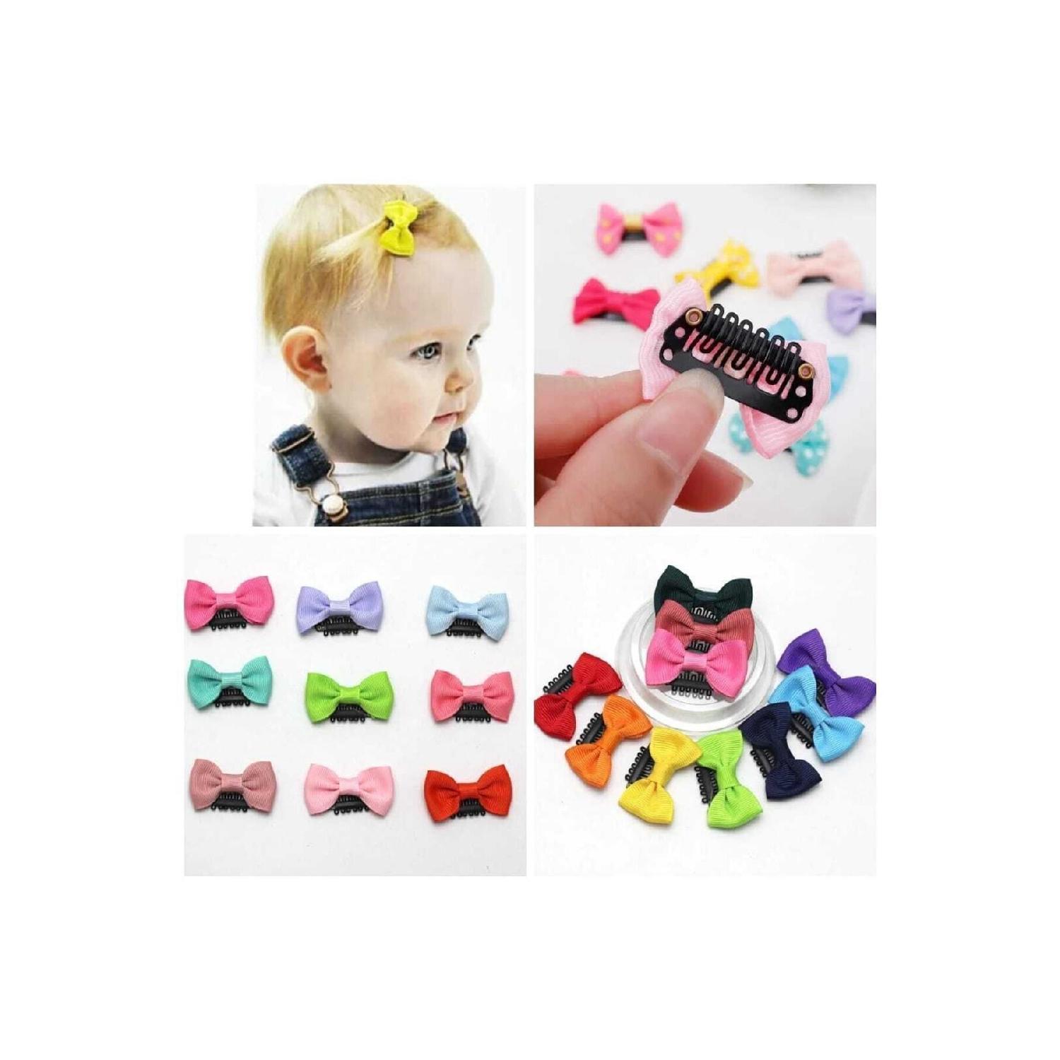

6 Pieces Snap Baby Clip With Lily Bow Hairless Baby Buckle Newborn Buckle