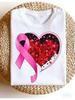 Breast Cancer Awareness Ribbon Valentine'S Day Heart Graphic T-Shirt Casual Tee for Men Women with Glittery Hearts Casua