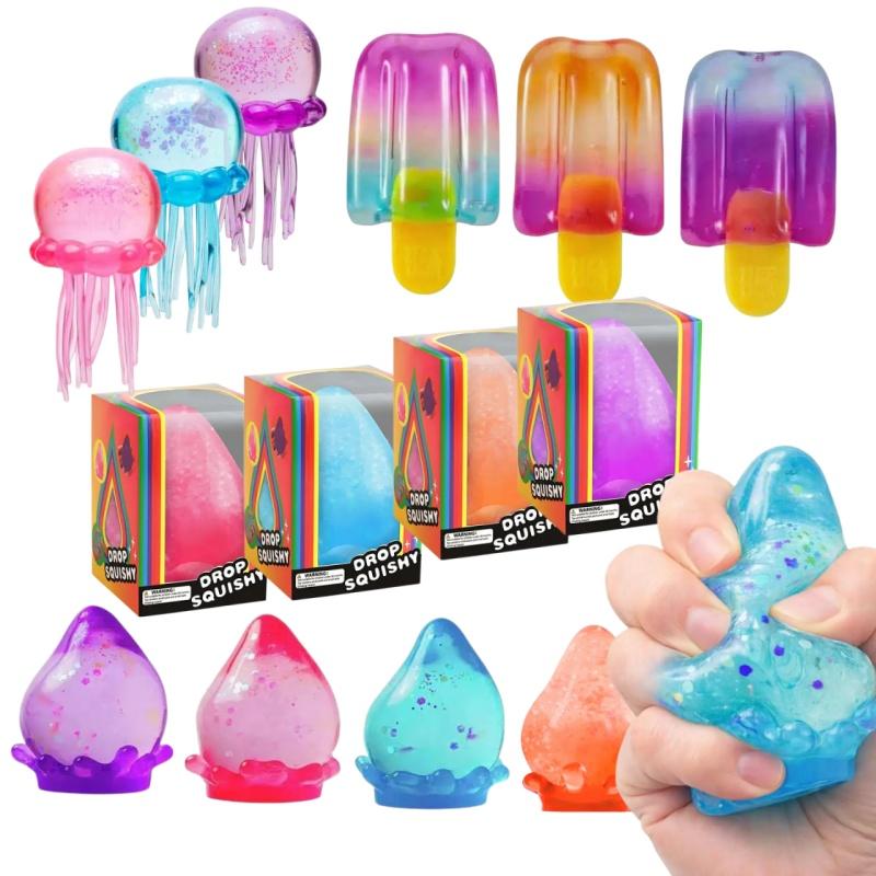 Needoh Trend Jellyfish & Küp Sıkmalık Oyuncak, Yumuşak Jöle Sıkma Stres Giderici Fidget Oyuncak, Çocuklar ve Yetişkinler İçin Duyusal Needoh