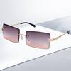 Women's Sunglasses Retro Sunglasses for Women Men Tinted Lens Metal Frame Vintage Rimless Rectangle Glasses UV400 Protection